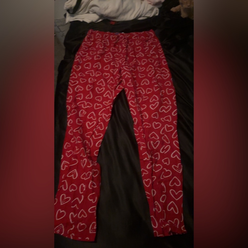 Heart Patterned Red Kids Leggings